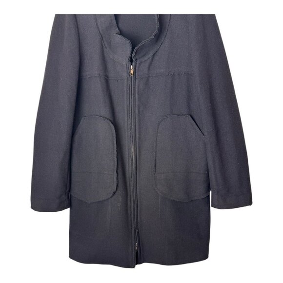 Marni Coat Women 4 Navy Blue Wool Full Zip Patchwork Raw Seams Jacket Outdoor - Picture 5 of 13